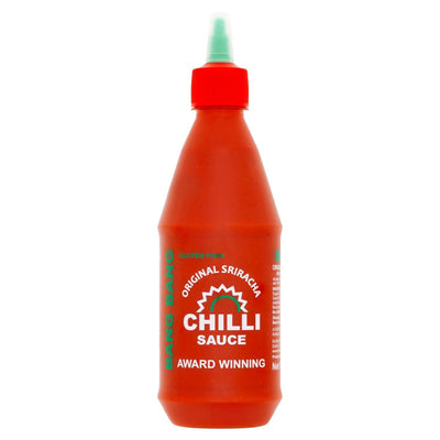Bang Bang - Original Sriracha Chilli Sauce (200ml) delivers bold, spicy flavor in a bottle with a green nozzle and red label, and is labeled gluten free and award winning.