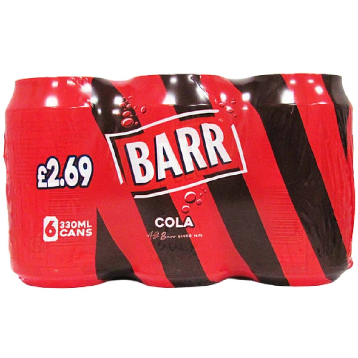 Barr - Cola - 6x330ml cans by Barr, in red and black packaging, priced at £2.69.