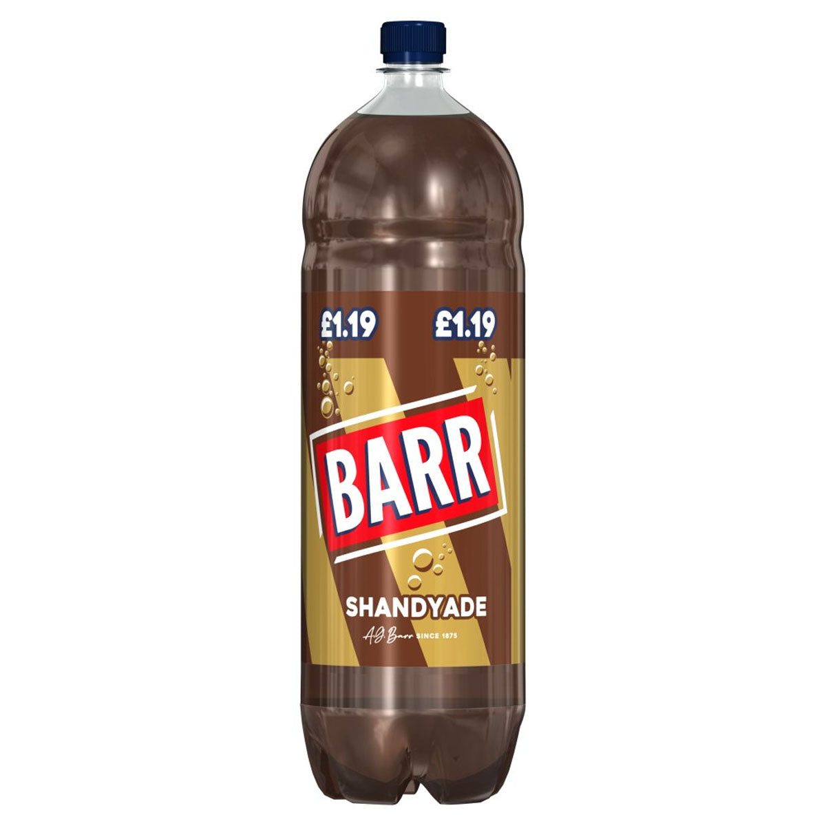 A bottle of Barr - Shandyade 2L on a white background.