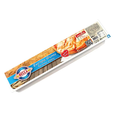 A 400g rectangular package of Bella Pastry Sheets, with Bulgarian label text and images of baked goods on the packaging.