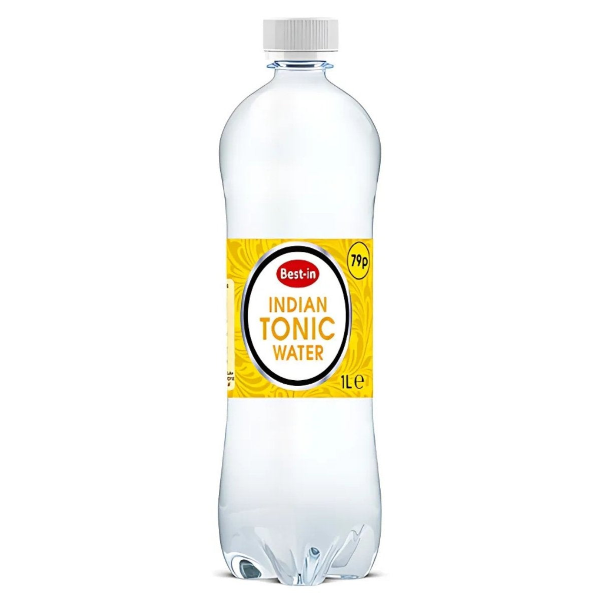 A 1-liter bottle of Best-In Indian Tonic Water with a refreshing taste and a yellow label is available for just 79p.