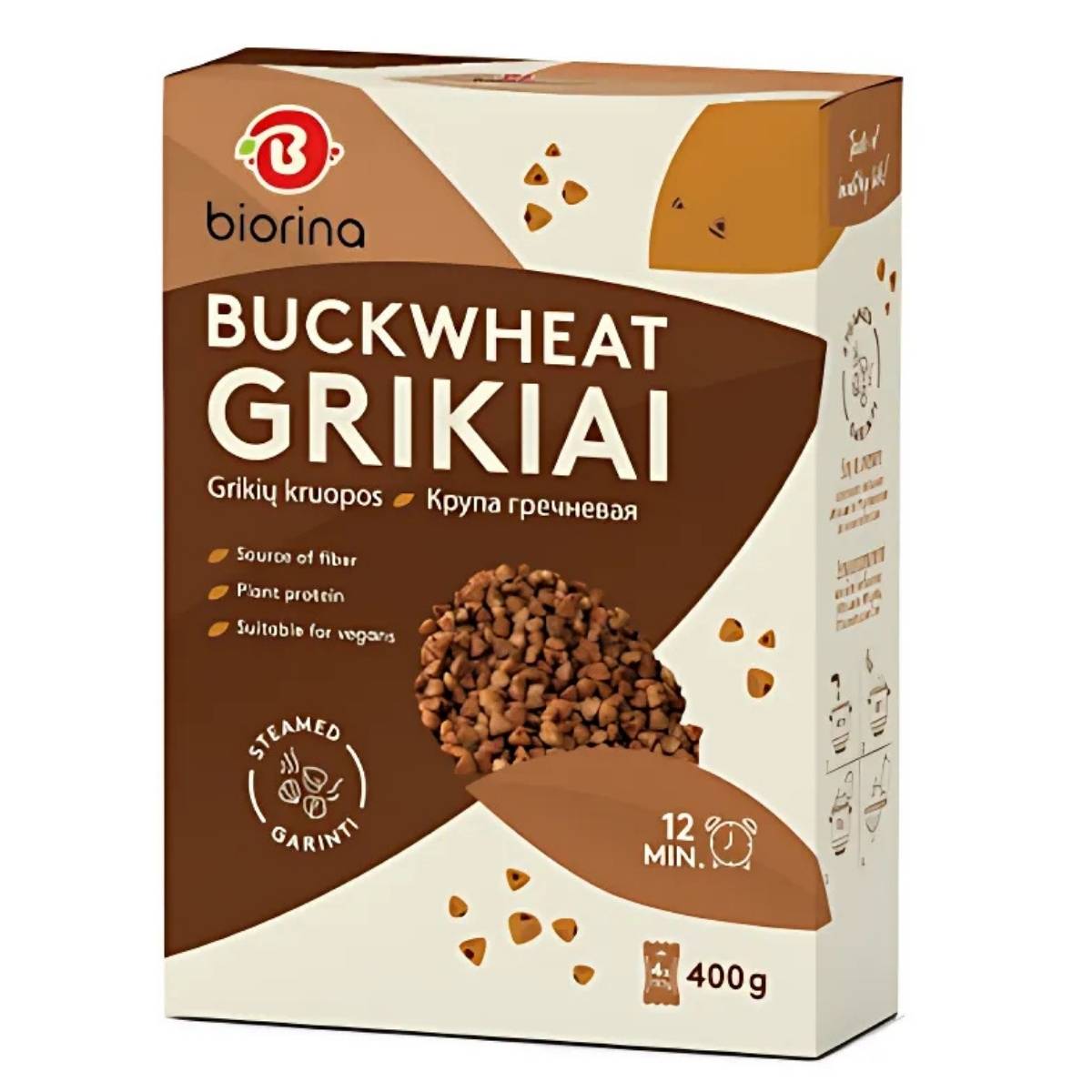 Biorina Buckwheat Groats, 400g, is a nutritious pantry essential rich in fiber and plant protein. Vegan-friendly and ready in just 12 minutes.