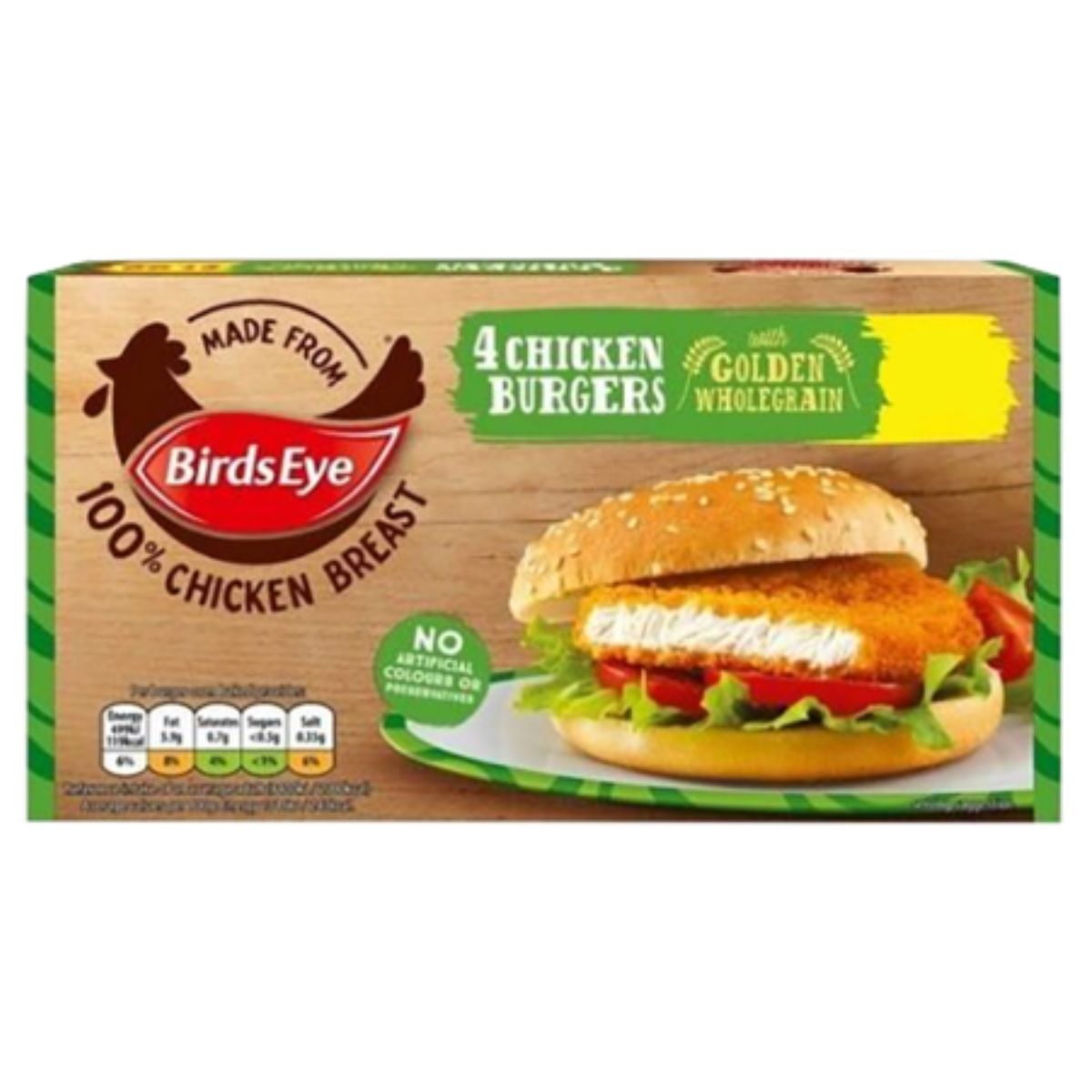 A box of Birds Eye - 4 Chicken Burgers - 200g.