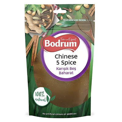 Bodrum - 5 Mixed Chinese Spices - 100g comes with a resealable top, is 100% natural, and contains no artificial colours or additives. Add authentic flavor to your favorite Asian dishes with this versatile seasoning.