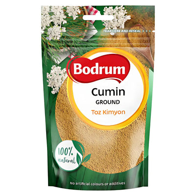 Bodrum - Cumin Ground - 100g is a pantry essential for Mediterranean dishes, made with 100% natural ingredients and no artificial colors or additives, and comes in a resealable pack.