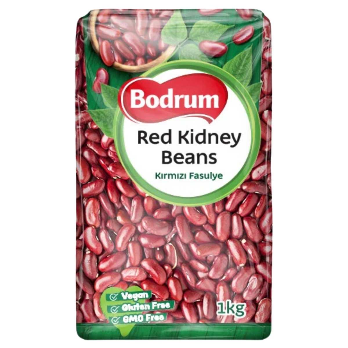 Pack of Bodrum Red Kidney Beans with visible branding and product details.