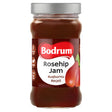 A 380g glass jar of Bodrum Rosehip Jam, a traditional delicacy with a silver lid, featuring a red and white label with rosehip imagery.