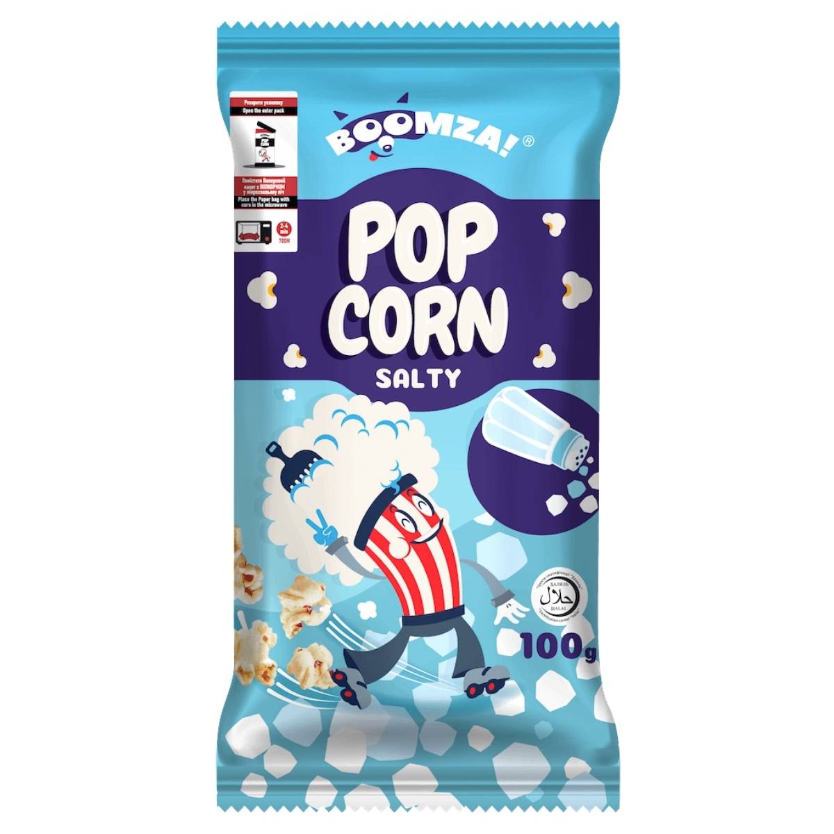 Boomza Pop Corn Salty snack package on a white background