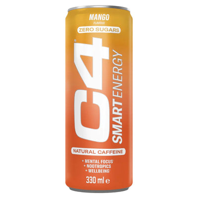 A bottle of C4 - Smart Zero Sugar Energy Drink - 330ml on a white background.