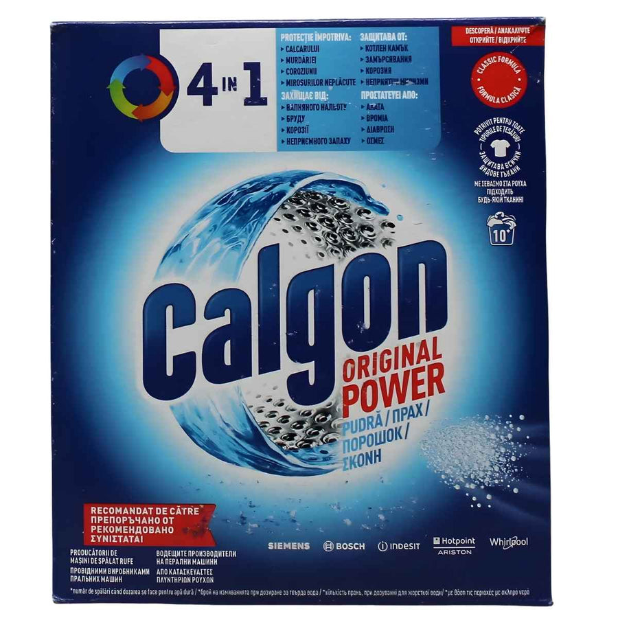 Calgon - Original 4 In 1 Limescale Protection Powder (500g) cleans washing machines, protects against limescale, and extends appliance life—trusted Calgon brand for powerful and effective limescale removal.