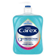 Carex - The Original Hand Wash 500ml offers trusted antibacterial protection, kills 99.9% of bacteria, features a pump dispenser and blue liquid—ideal for daily hand hygiene.