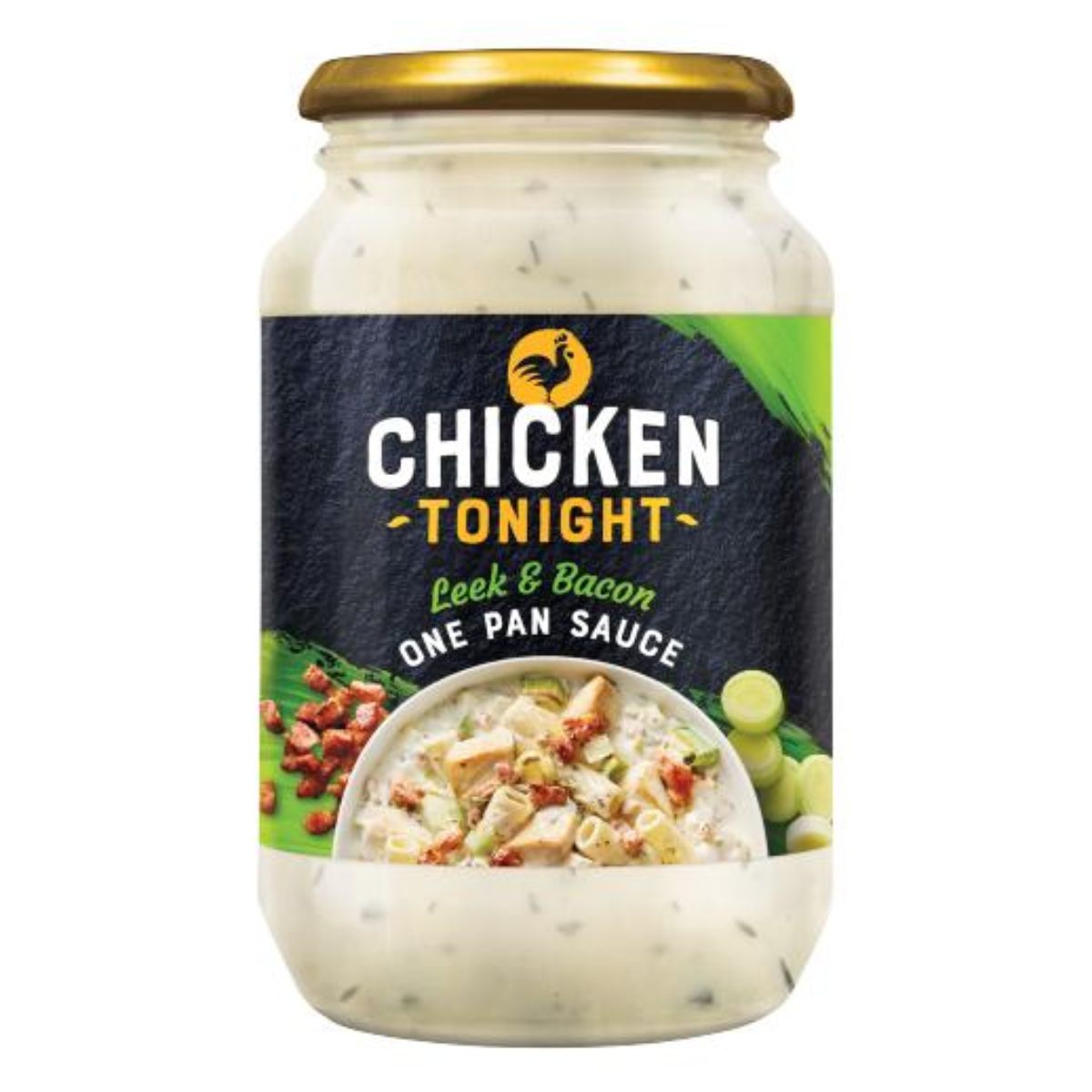 A jar of Chicken Tonight - Leek & Bacon One Pan Sauce - 500g.