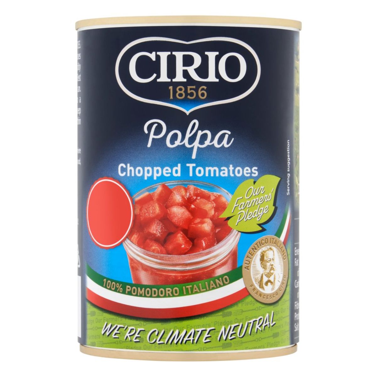 A can of Cirio Polpa Chopped Tomatoes - 400g.
