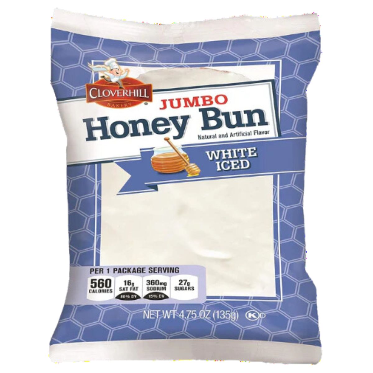 The Cloverhill Bakery Honey Bun, in its 113g White Iced version, offers a delectable sweetness with a nutritional profile featuring 560 calories per serving.