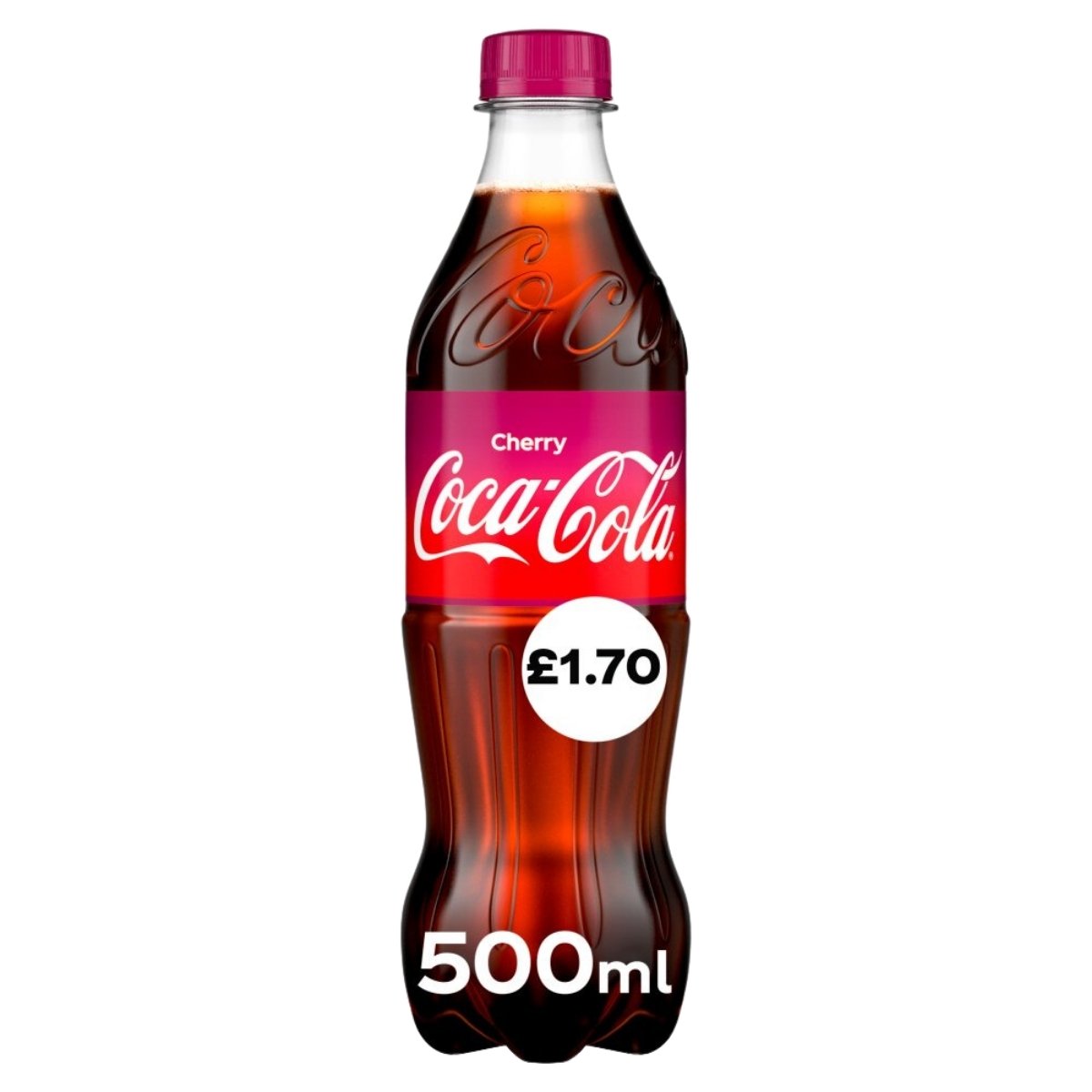 Savor a 500ml bottle of Coca Cola - Cherry, available for only £1.70.