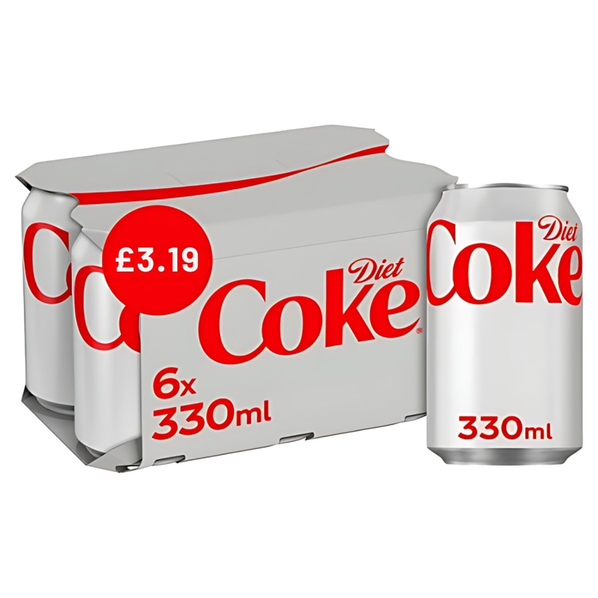 Savor the refreshing taste of Coca Cola's Diet Coke Multipack, featuring six 330ml cans for only £3.19. Ideal for those who want a low-calorie soda without compromising on flavor.