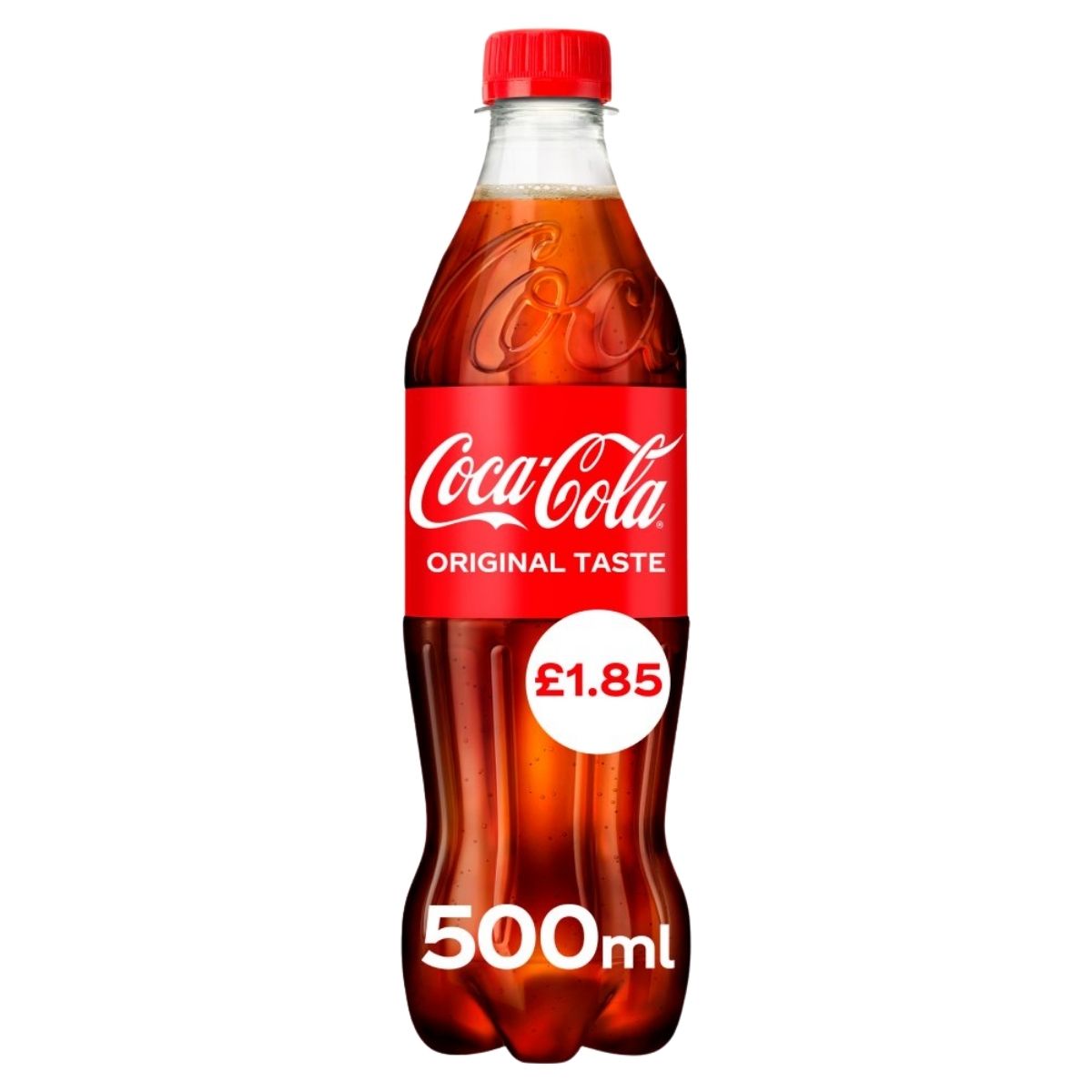 A 500ml bottle of Coca Cola - Original Taste by Coca Cola, priced at £1.85.