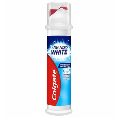 Colgate 100ml Advanced White toothpaste tube on a white background