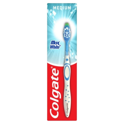 Colgate Max White toothbrush packaging on a white background