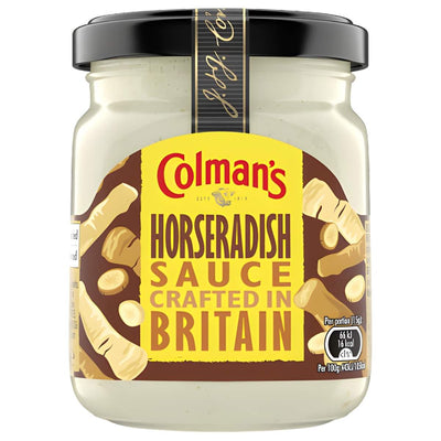 Colmans Horseradish Sauce (136g) is a spicy dip crafted in Britain, featuring bold horseradish flavor to enhance your dishes.