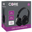 Core C900 Wireless Headphones by Core are shown on the box, featuring true wireless tech, music and call functions, and up to 15 hours of playtime. The sleek black Bluetooth headphones are highlighted on the packaging.