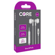 Core - Type C SoundPods - 1.2m wired earphones with molded earbuds and in-line controls, ideal for music, calls, and Type-C devices. Comes in gray and purple packaging.