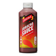 A 500ml plastic bottle of Crucials Sriracha Hot & Spicy Chilli Sauce with a white cap and a red-and-yellow label.
