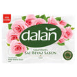 Dalan Traditional Rose Pure White Bath Soap (125g x 4 Pcs) gently cleanses skin with a floral scent. The packaging showcases pink rose illustrations and green leaves.