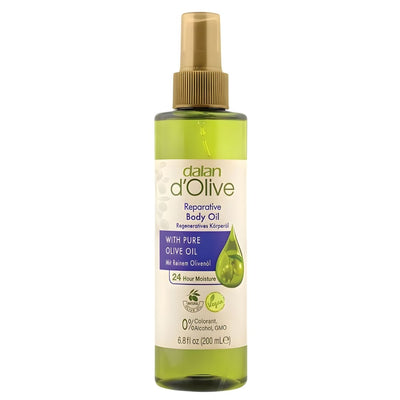 Dalan d'Olive Reparative Body Oil (200ml) offers vegan olive oil skincare and 24-hour moisture to hydrate dry skin.