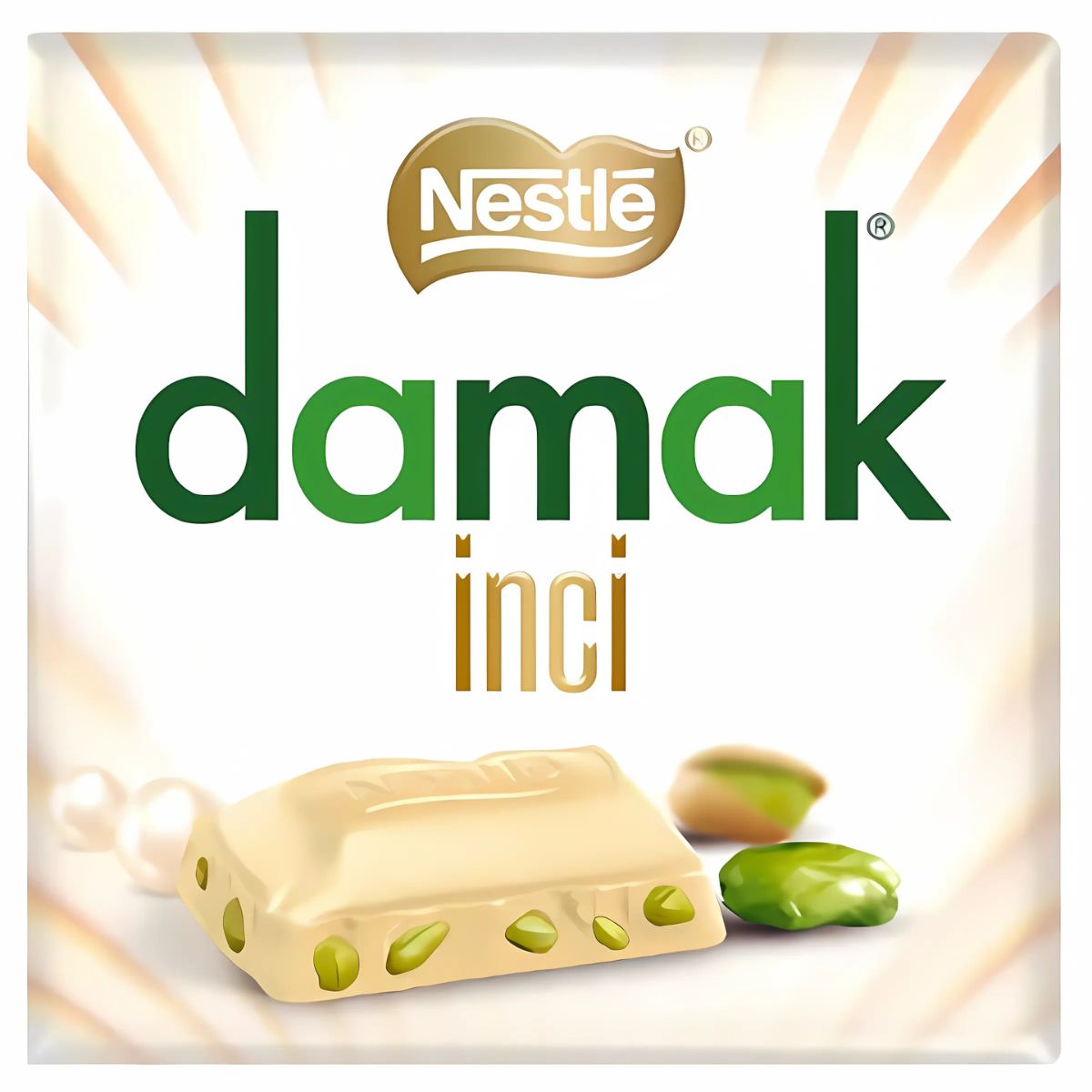 The Damak White Chocolate with Pistachios 60g bar offers a perfect snack with its creamy white chocolate, delectable pistachios, and elegant packaging.