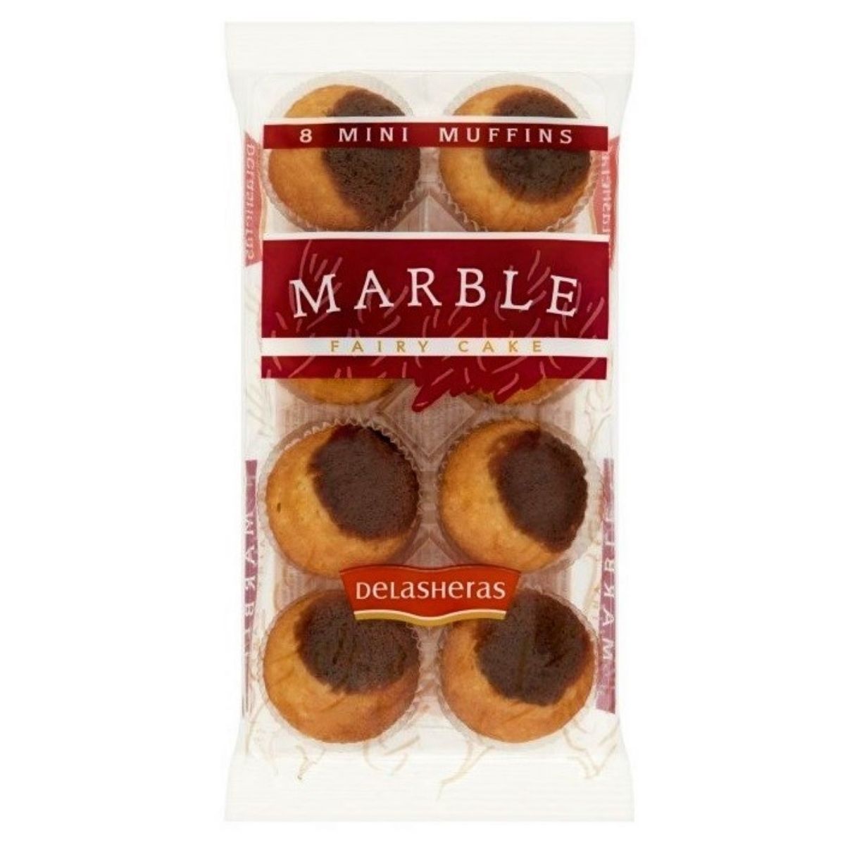 Package of eight "Delasheras - Marble 8 Fairy Cakes," weighing 180g.