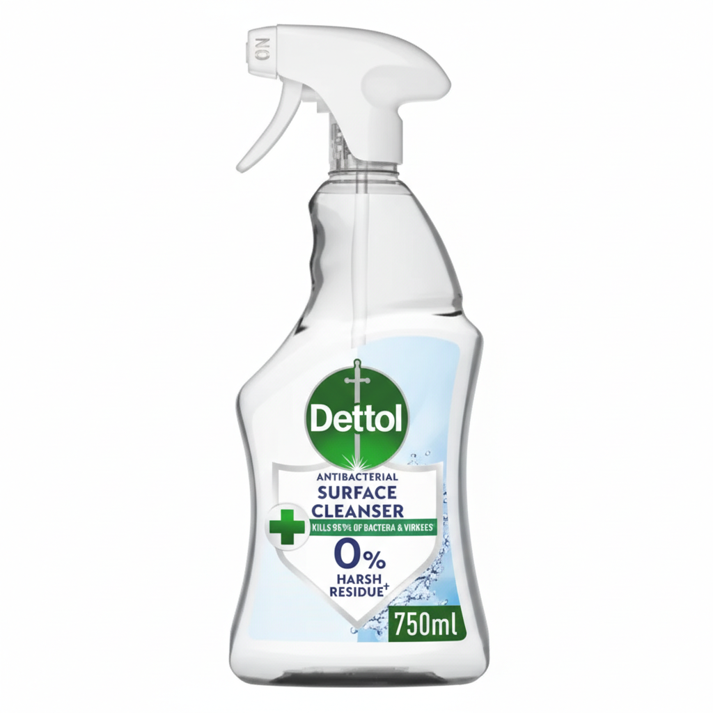 Dettol - Antibacterial Surface Cleanser - 750ml is an effective household spray that kills 99.9% of bacteria and viruses, leaving 0% harsh residue.