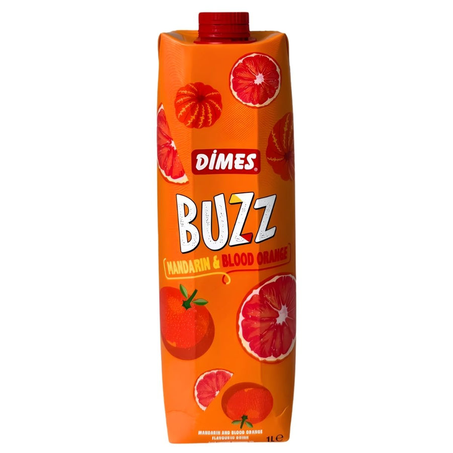 Dimes Buzz Mandarin & Blood Orange juice box on a white background
