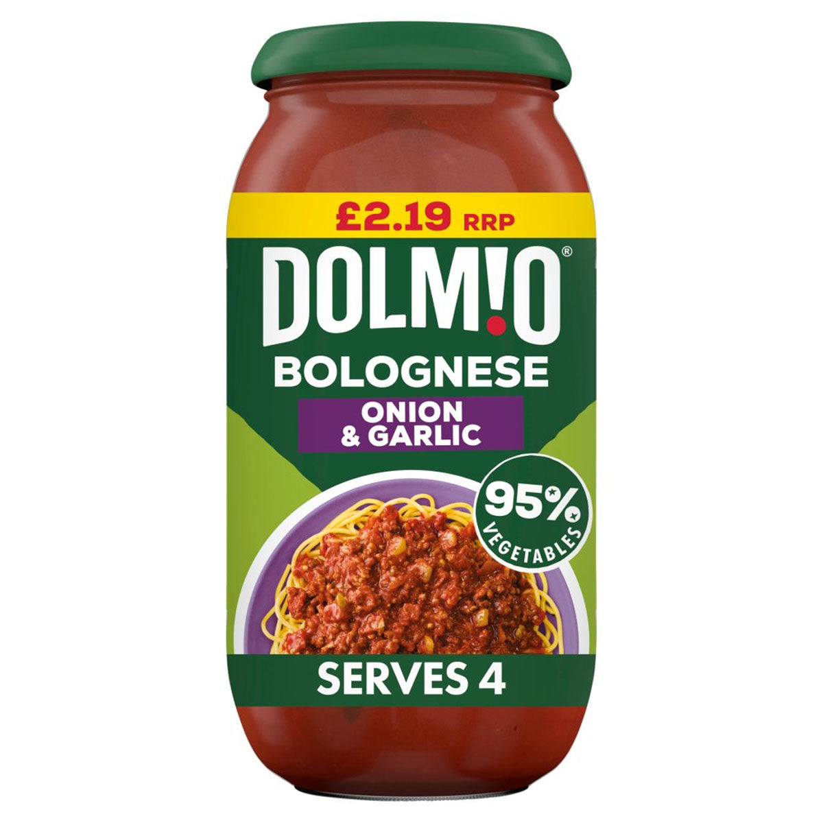 A jar of Dolmio - Bolognese Onion & Garlic Pasta Sauce - 500g.