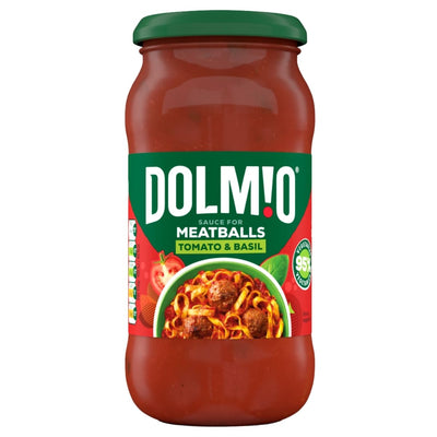 Dolmio sauce for meatballs with tomato and basil flavor on a white background