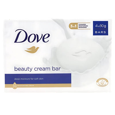 Dove - Beauty Cream Soap Bar - 4x90g offers gentle skincare with deep moisture and nourishing benefits in each moisturizing soap bar.
