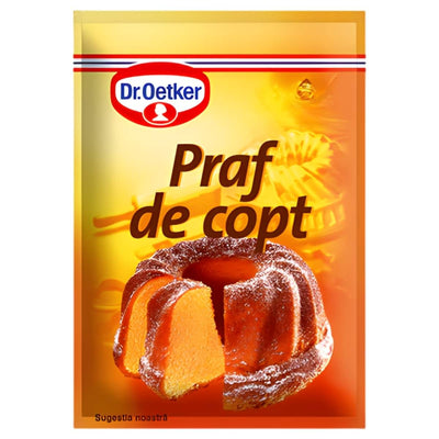 A 10g pack of Dr. Oetker Baking Powder, a reliable leavening agent by Dr. Oetker, shown on a white background.