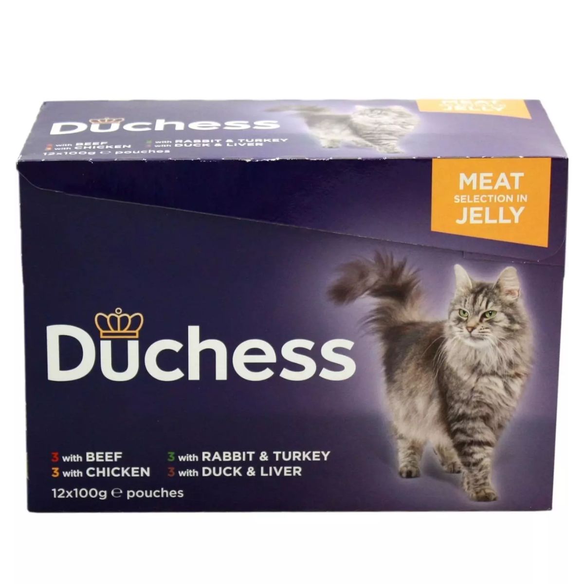 A box of Duchess - Pouches Meat Jelly - 12x100g cat food.