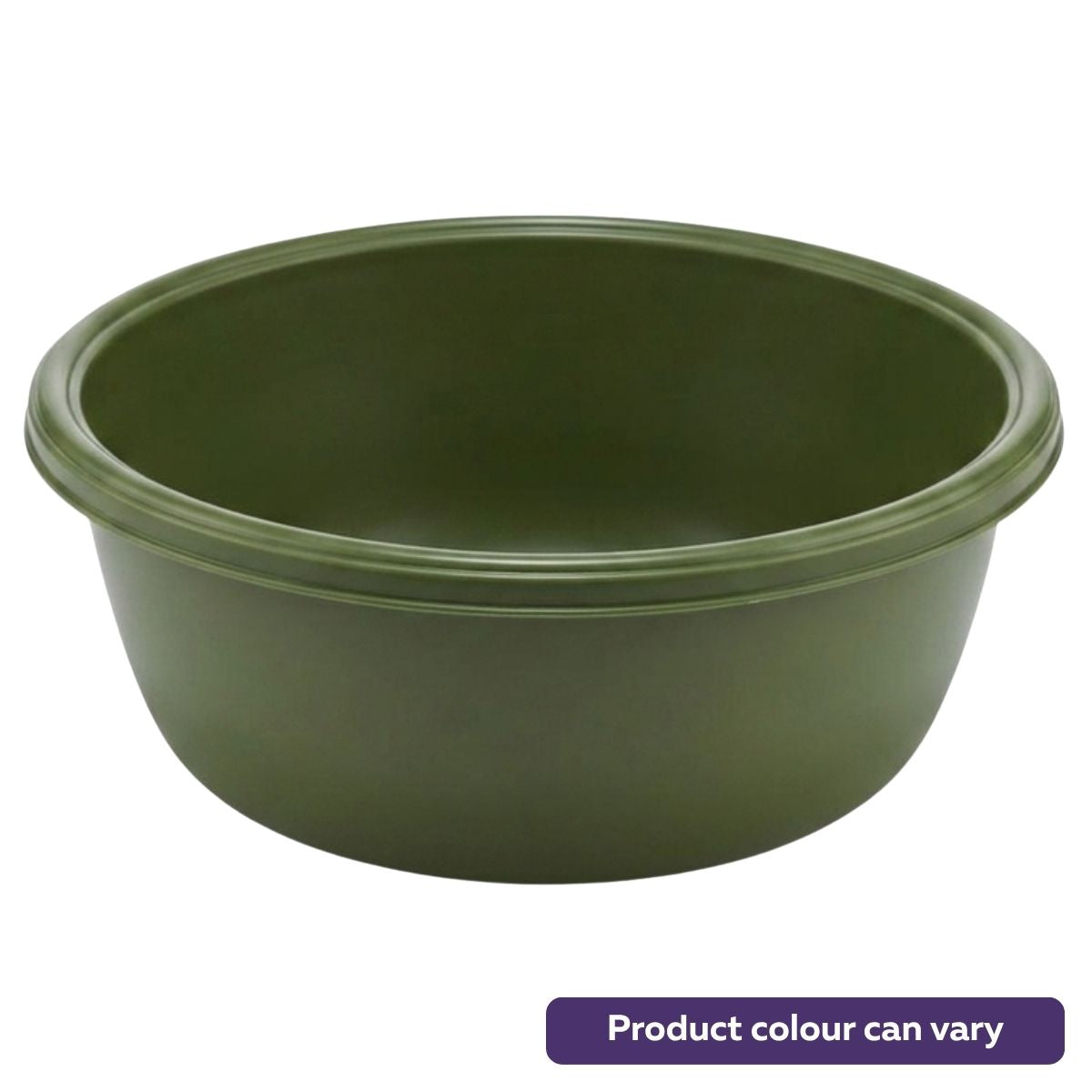 The Dunya Round Basin 7 Litre features a smooth rim and matte finish. A label notes that color may vary, making this Dunya washing bowl a practical, versatile choice for any home.