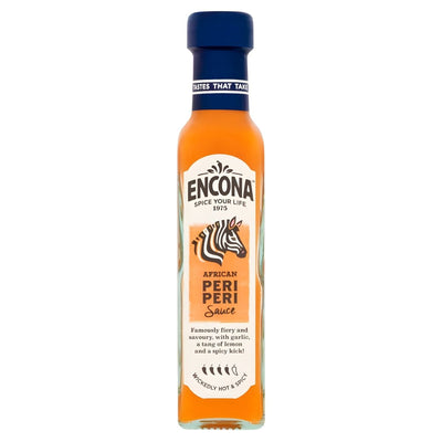 Encona African Peri Peri Sauce bottle on a white background