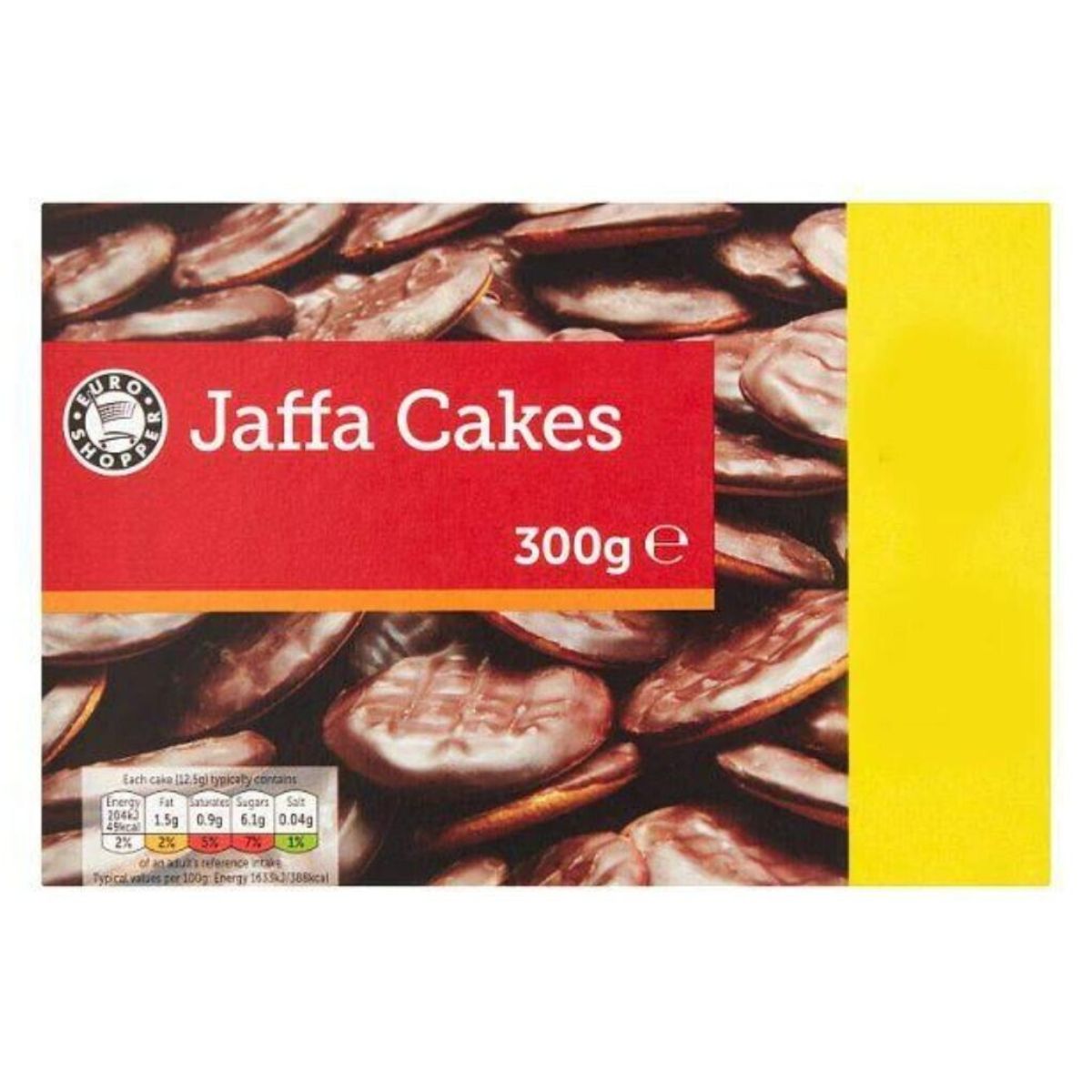 Packaging of Euro Shopper - Caffa Cake - 300g, featuring a close-up image of the cakes and a prominent label displaying the product name and weight.