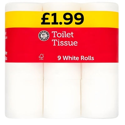Euro Shopper Toilet Tissue, 9 rolls—affordably priced and ideal for daily bathroom essentials.