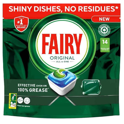 Fairy - All In One Original Dishwasher Capsule, 14 Capsules: Get shiny, residue-free dishes even in hard water with these effective capsules from Fairy.