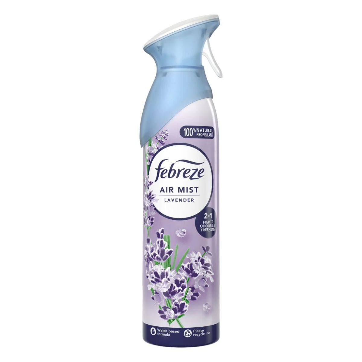 A bottle of Febreze - Air Freshener Spray Lavender - 185ml, featuring a spray nozzle and purple floral design.