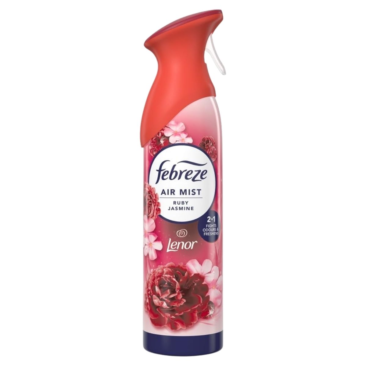 A Febreze - Ruby Jasmine Air Freshener Spray (185ml) with a red cap and floral label design.