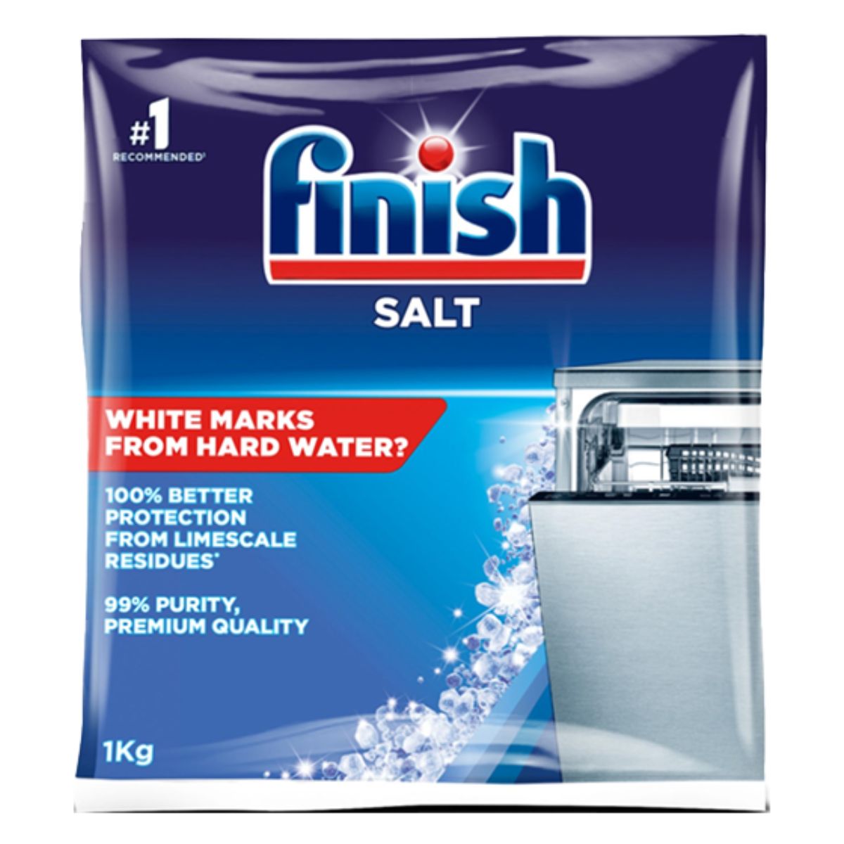 Finish Dishwasher Salt 1kg white marks from hard water.