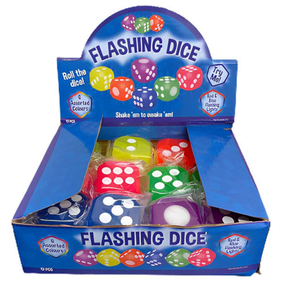 The Continental Food Store Flashing Dice Toy - 1 Piece features flashing lights and comes in assorted colors—just roll the dice for interactive fun, making it a perfect toy for kids.