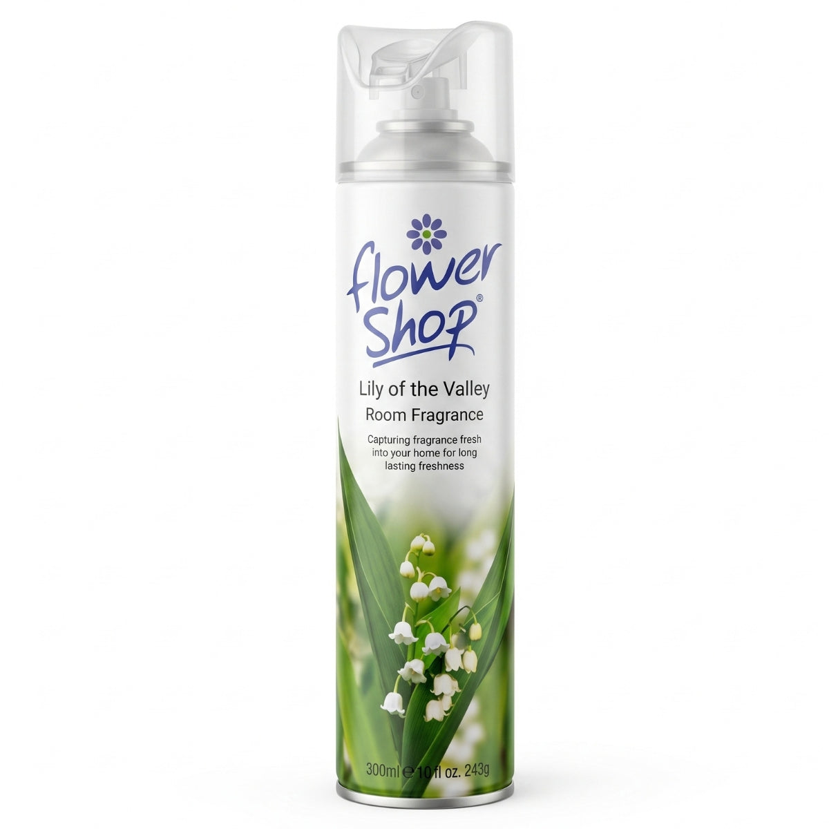 Flower Shop - Lily of the Valley Room Fragrance - 300ml features a floral label and contains a non ionic surfactant for long-lasting freshness.