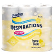 Freedom Inspirations Soft Quilt Lemon Fresh Toilet Paper, 9 rolls, by Freedom—triple soft luxury 3-ply quilted tissue with yellow and white packaging featuring lemon graphics.