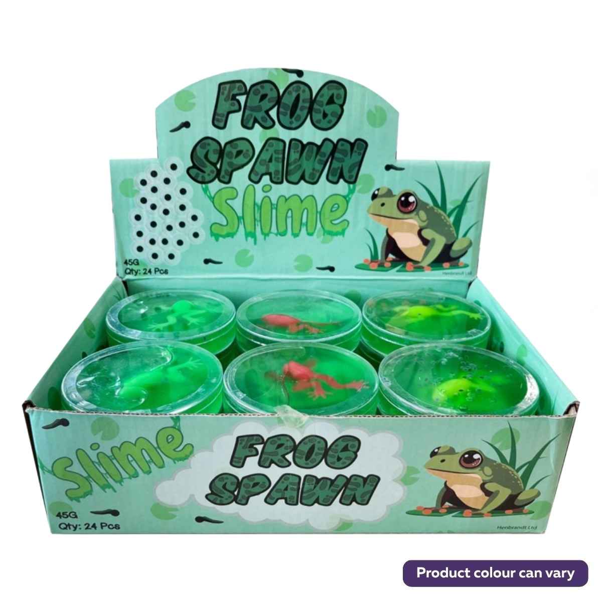 The Frog Spawn Slime - Squishy Frog with Eggs Toy (1pc) by Frog Spawn Slime features green slime with hidden toy frogs. Bright frog graphics make it great for sensory play and stress relief. Note: Product colour may vary.